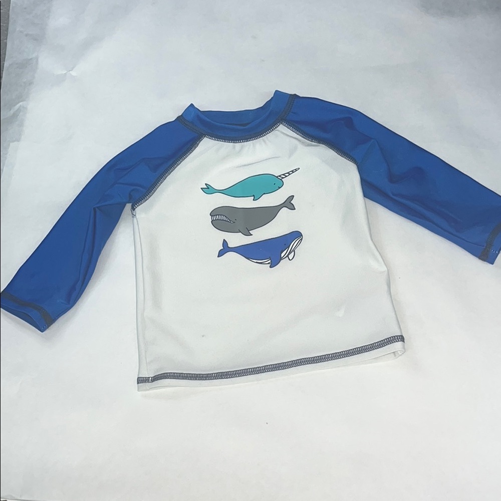 Cat & Jack Kids Rashguard with Whale Print - Blue and White